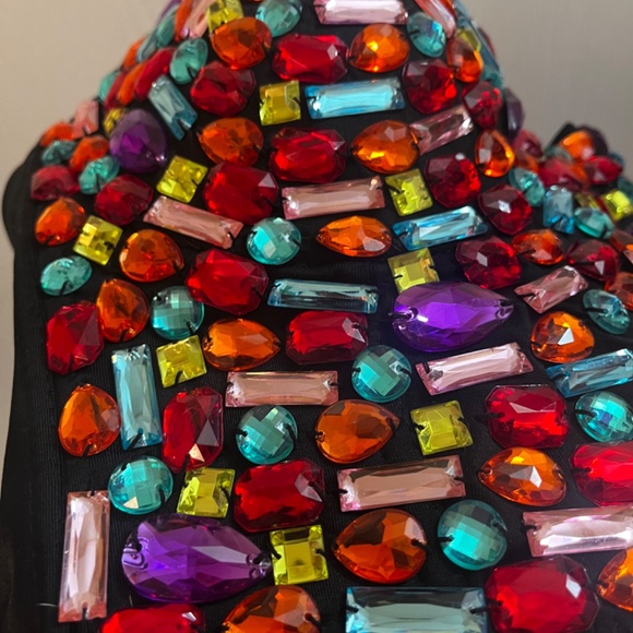 NWT Charmian Rhinestone Push Up Bra Bustier Cropped XL Club-wear Selena - Picture 11 of 13